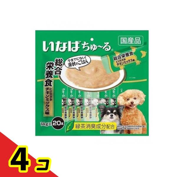 他サイト： いなば ちゅ〜る(ちゅーる) 犬用 総合栄養食 とりささみ チキンミックス味 14g× 20本入  4個セットの商品画像