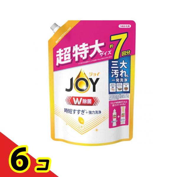 P&Gジャパン JOY W除菌 ジョイコンパクト スパークリングレモンの香り 910mL (詰め替え用 超特大サイズ) ×6個