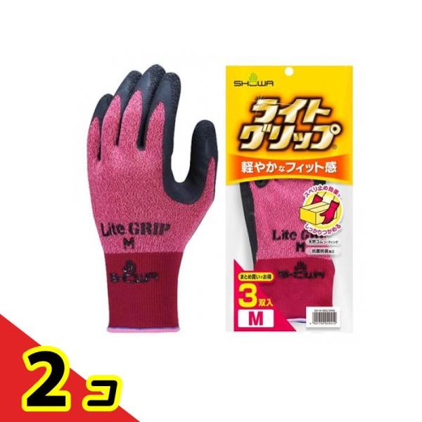 ショーワグローブ No.341 ライトグリップ Mサイズ レッド 3双入 2個