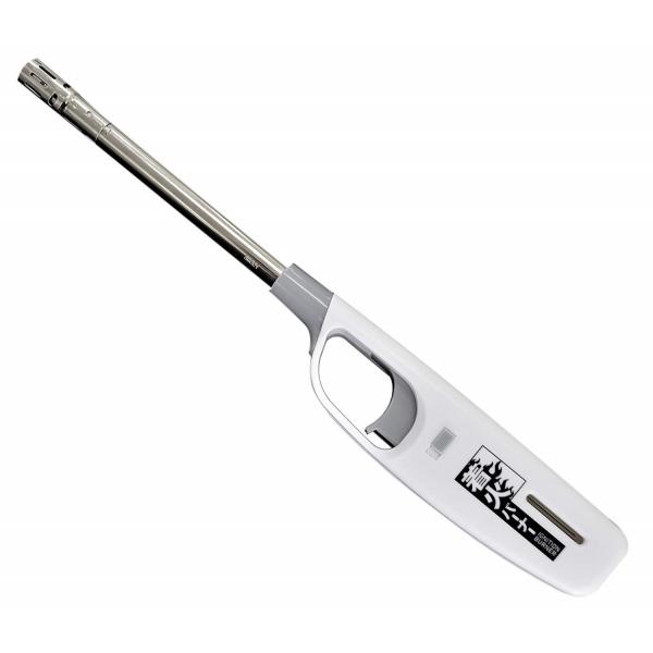 使いやすく安全に着火できるロングノズル130mm、チャッカマン型でガス補充タイプ、風に強いターボ炎キャンプ、BBQ、花火、ストーブ、お料理、コンロ、お墓参り、工作にも安全スイッチ付き点火はソフトタッチ市販のガスライター用ボンベでガスの注入充...