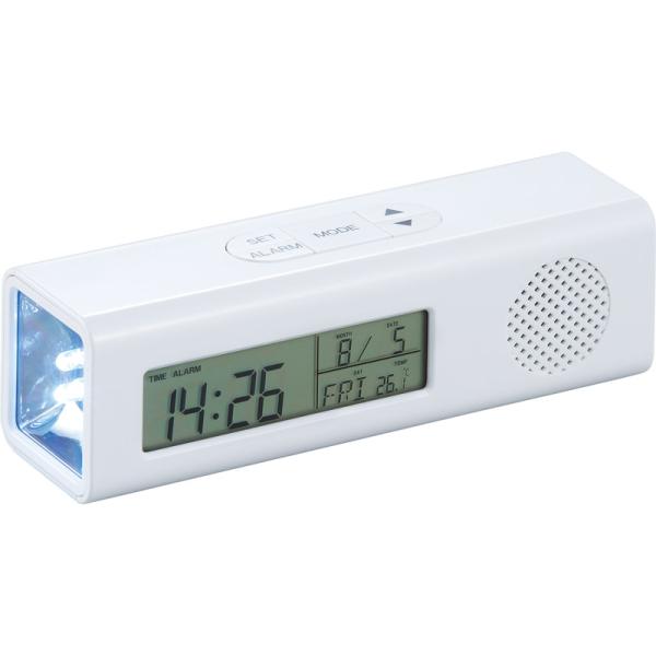 防災ラジオ FM ワイドFM対応 マルチステーション 非常用 災害対策 情報収集 LEDライト 時計 アラーム 温度計 停電対策 乾電池式
