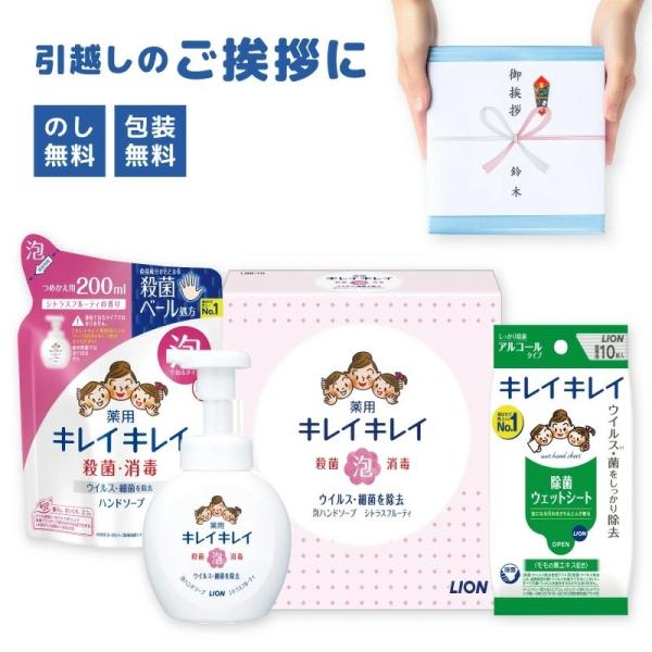 ライオン キレイキレイ 泡ハンドソープ ギフトセット LBB-C 引っ越し挨拶ギフト 引越し 挨拶 ギフト 粗品 のし無料 包装無料 除菌 ウェットシート付き