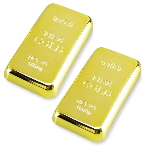 SALUDABLE 文鎮 金塊 インゴット レプリカ 金の延べ棒 ペーパーウェイト おもちゃ お金 (２個)