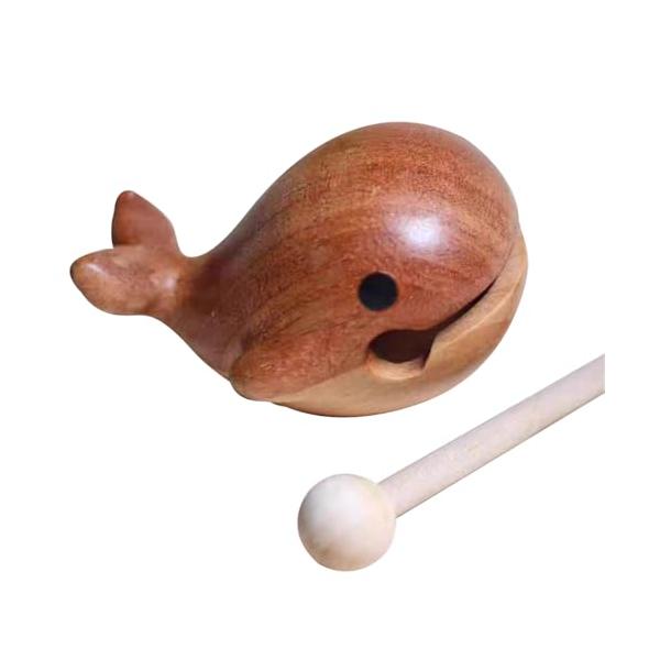 SALUDABLE 木魚 バチ セット 仏壇 仏具 ミニ 楽器 木製 かわいい 打楽器 インテリア (くじら)
