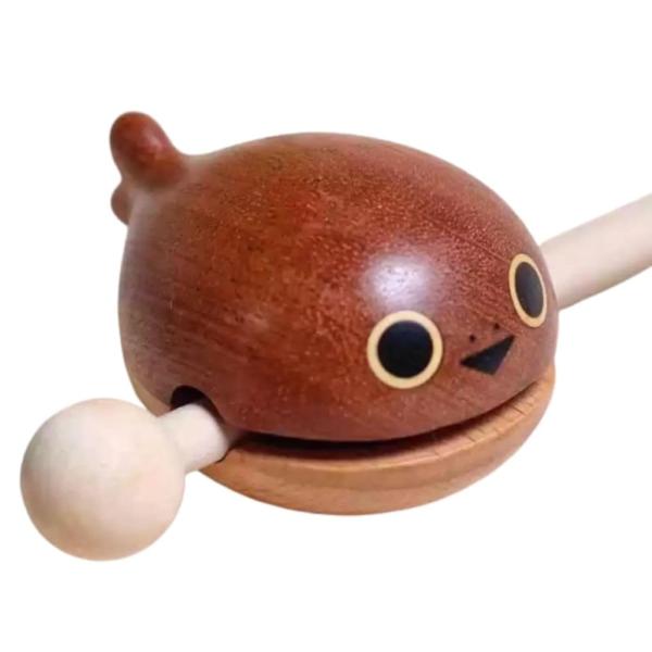 SALUDABLE 木魚 バチ セット 仏壇 仏具 ミニ 楽器 木製 かわいい 打楽器 インテリア (くじら(2))