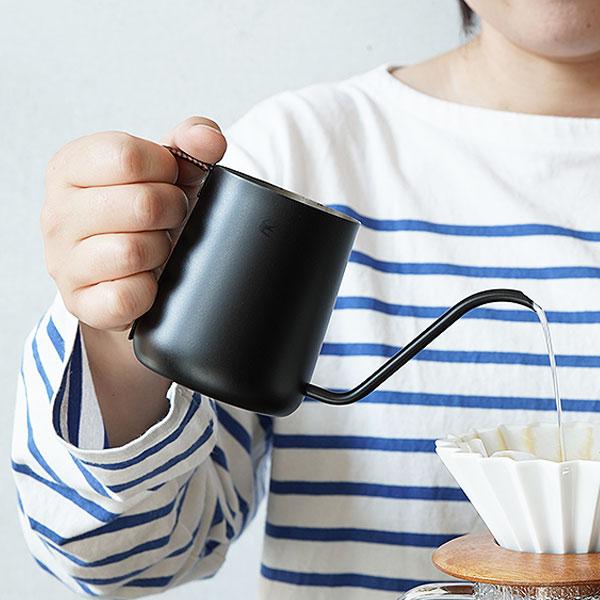 TSUBAME Drip pot colors Black 390ml / MB/ ツバメ コーヒードリップポット 1〜2杯  / ステンレス製 籐の持ち手 / 新潟県燕市 / ハンドドリップ drip pot