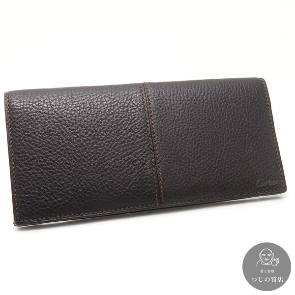 美品　カルティエ　長財布　ダークブラウン　焦茶色　Cartier カルチェ Cartier ダークブラウン 長財布