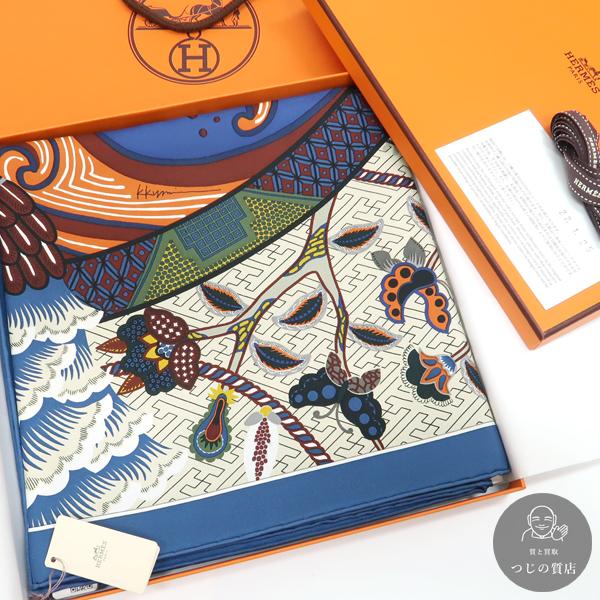 HERMES カレ90 DUO COSMIQUE 和柄 阿吽 003776S-04 京森康平 HERMES カレ90 DUO COSMIQUE 和柄 阿吽 003776S-04 京森康平