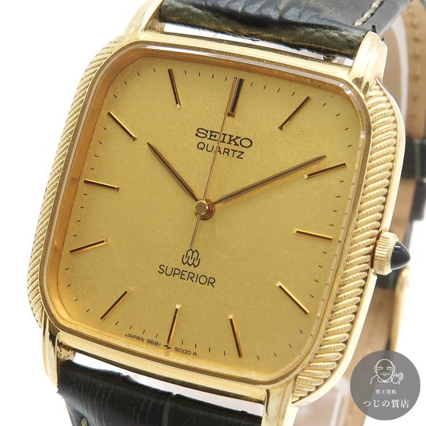 SEIKO スーペリア 9681-5000 メンズ 14K+SS 社外革ベルト クォーツ 