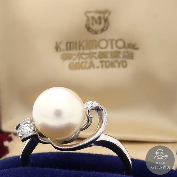 K.MIKIMOTO パールリング 8.3mm 3.1g WGK14 11号 指輪 ミキモト 箱付 