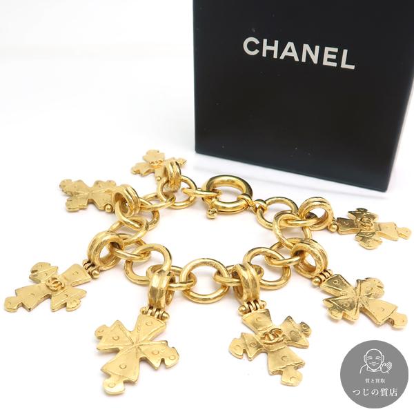 CHANEL ブレスレット GP クロス チャーム ココマーク 94P ヴィンテージ 