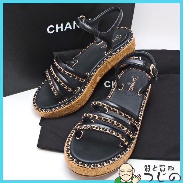 CHANEL サンダル Sandals チェーンストラップ G35779 #35 22cm ココ