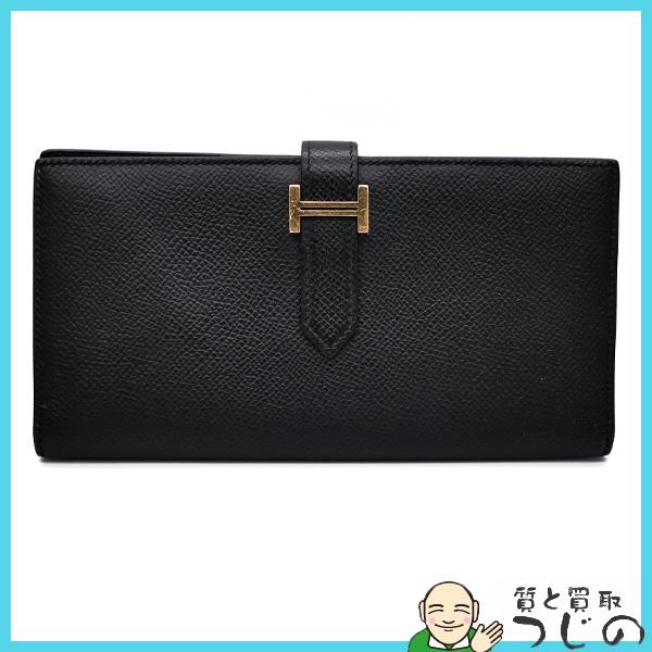 HERMES（エルメス） ベアンスフレ 長財布 ブラック ゴールド金具 C刻印