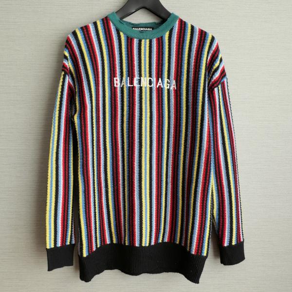 BALENCIAGA セーター Lサイズ マルチストライプ ニット メンズ BALENCIAGA セーター Lサイズ マルチストライプ ニット メンズ