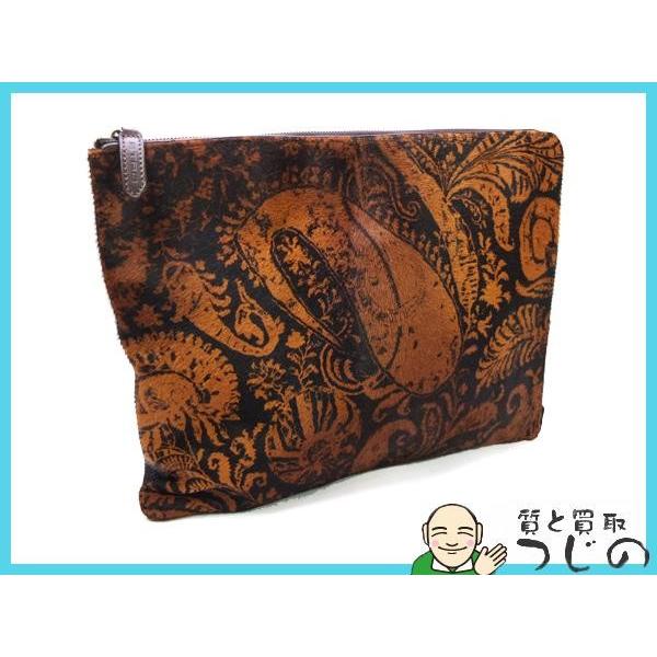 ETRO クラッチバッグ ハラコ ペイズリー柄 エトロ レア 希少 送料無料 