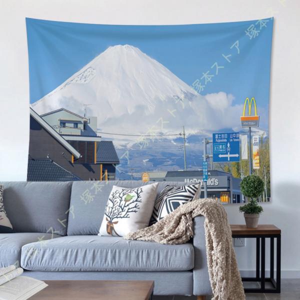 自然風景 タペストリー 壁掛け 大判 四季の富士山 青い空 おしゃれ 和風 美しい桜の木 山 町 インテリア 布ポスター 春 夏 秋 冬 風景 玄関 間仕切りカーテン
