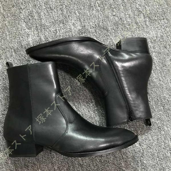 サイドジップ　レザー　ヒールブーツ　ブラック　モード　パンク　ロック　本革 elb031-7_1.jpg