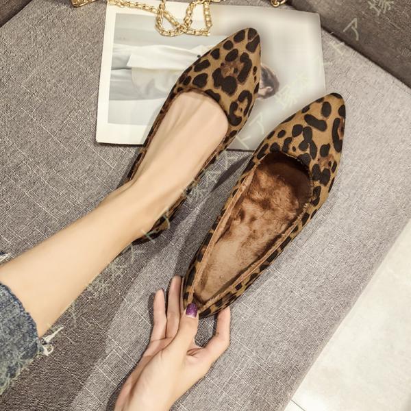 ヒョウ柄 ファー サンダル バックストラップ もこもこ レオパード柄