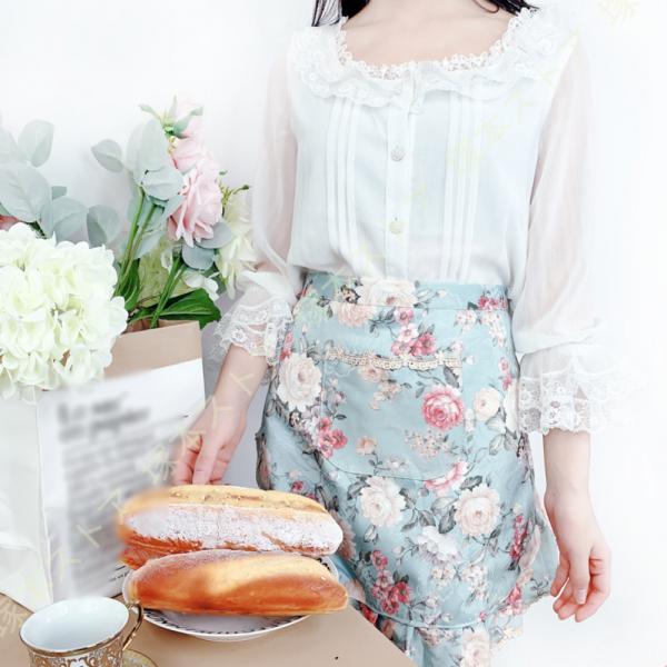 花柄 サロンエプロン 防水 フリル レース かわいい 小花柄 花柄 サロンエプロン 防水 フリル レース かわいい 小花柄