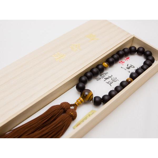 送料無料】☆京念珠☆素挽正絹房☆虎目石入☆黒檀☆ : nz-014-002-003 