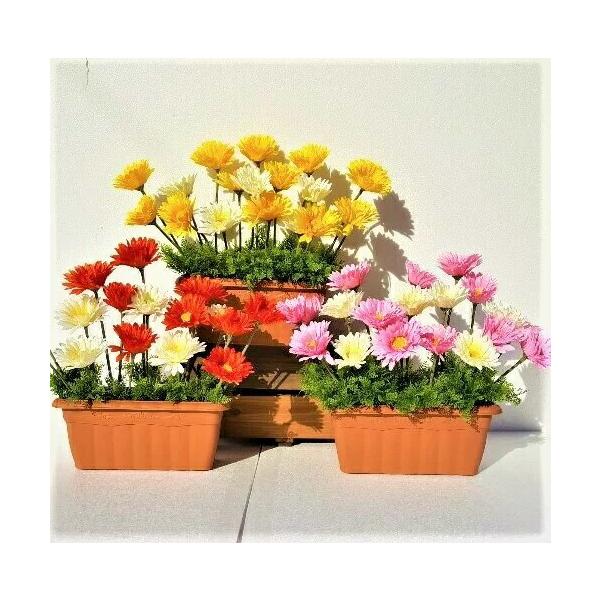 個人様購入可能】○造花 人工観葉植物 ガーベラプランター 3点セット