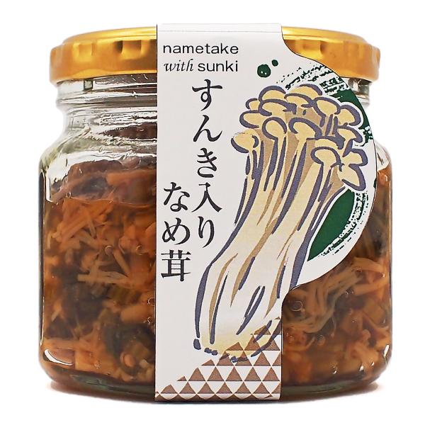 長野県木曽地域の特産品である植物性乳酸発酵食品「すんき」と旨味豊かな信州のなめ茸を混ぜ合わせました。とろみのあるまろやかな味にすんきの酸味が加わった奥深い一品です。〇名称：惣菜〇保存方法：常温〇内容量：200ｇ〇原材料：なめ茸（えのき茸、し...