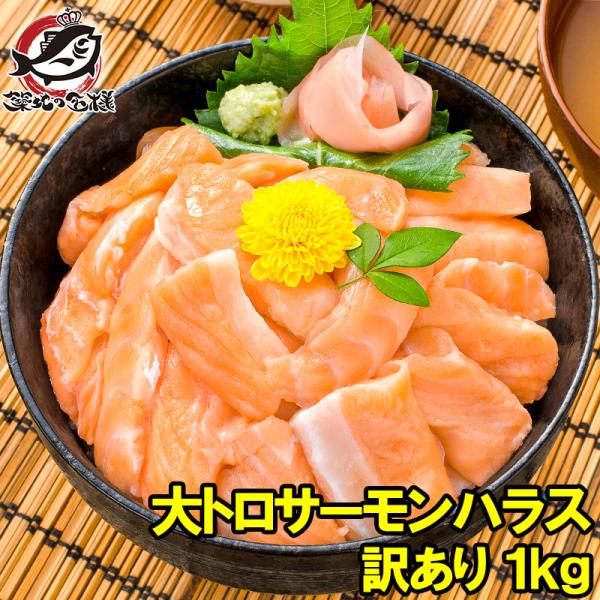 【訳あり】アトランティックサーモンハラス切り落とし1kg（生食用スライス・500g前後×2）【わけあり 訳アリ ワケアリ サーモン サーモンハラス トロサーモン 鮭ハラス 鮭 しゃけ】【業務用 レシピ 料理 築地市場】【商品名】アトランティ...