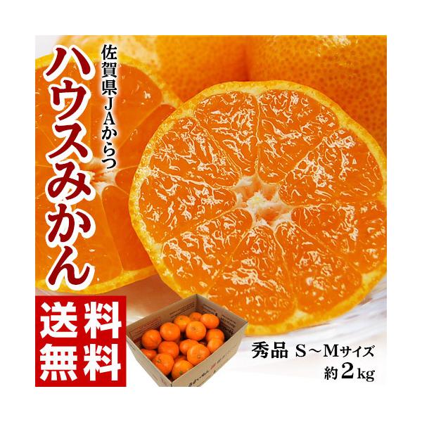 ハウスみかん 佐賀県産 秀品 S〜Mサイズ 約2kg (目安:20〜24玉) 簡易箱 ※常温 JAからつ みかん 送料無料
