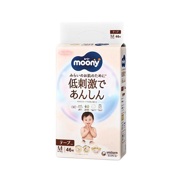 moonyナチュラル Ｌテープ　低刺激であんしん　ユニチャーム ユニ・チャーム ムーニー 低刺激であんしん テープタイプ おむつ M 46
