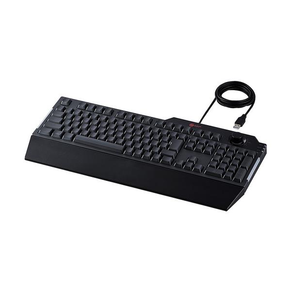他サイト： エレコム TK-G02UMBK ゲーミングキーボード メンブレン式 着脱式リストレスト付 ボリュームダイヤル付 フルキー 有線 ブラックの商品画像