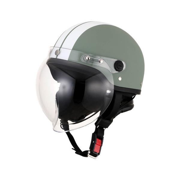 他サイト： 石野商会 ISN21101MGRWH バブルシールド付ハーフヘルメット マットグリーンホワイトの商品画像