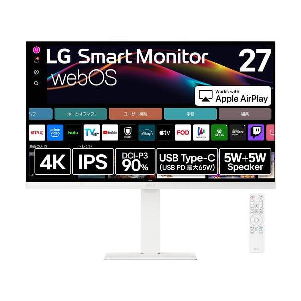 LGスマートモニター/27型/4K IPSパネル/27U730SA-W 27 Inch IPS Smart Monitor - 27U730SA-W | LG USA