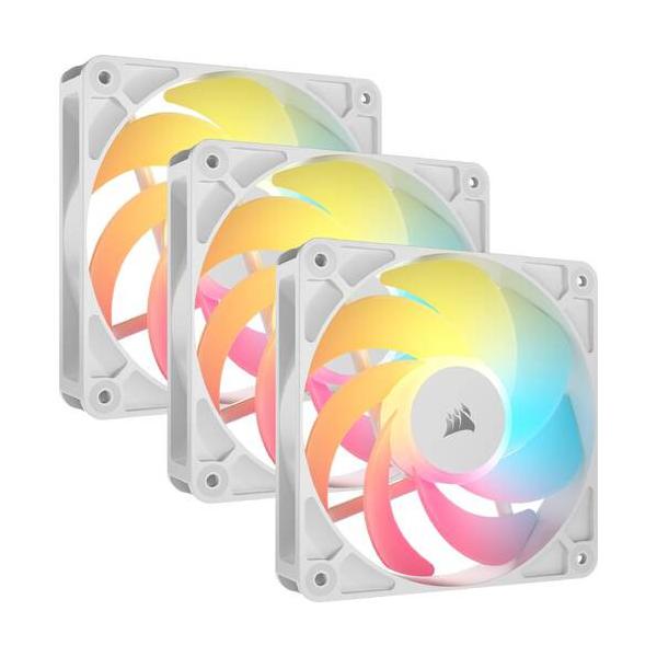 CORSAIR コルセア 8個のRGB LEDを搭載 120mm PWMファン 3個入り　リバースローター設計 ▼サイズ：12cm ▼（最大）ファン回転数：2100rpm ▼LED：ARGB ▼フレームカラー：ホワイト ▼接続方式：4pin...