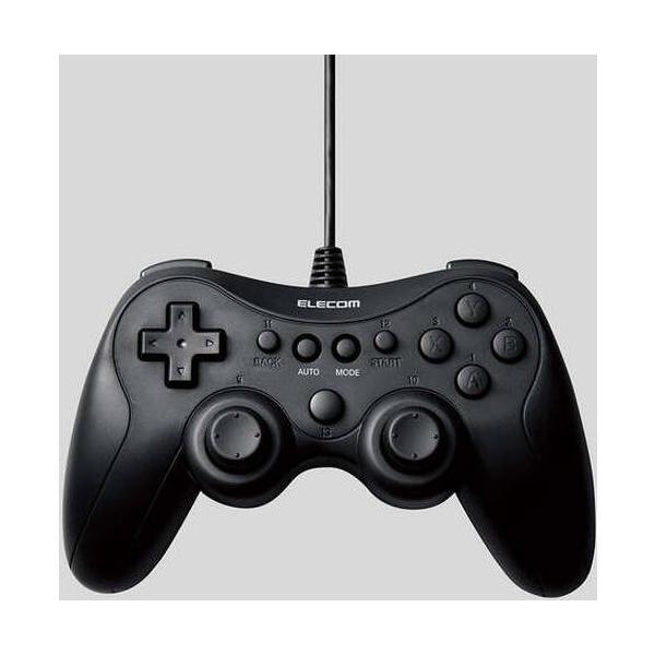 ELECOM エレコム 連射機能、スティックモード切替機能、ストレート配置の13ボタン有線軽量ゲームパッド ▼接続：USB ▼ボタン数：13 ▼幅：161mm ▼奥行：65mm ▼高さ：99mm