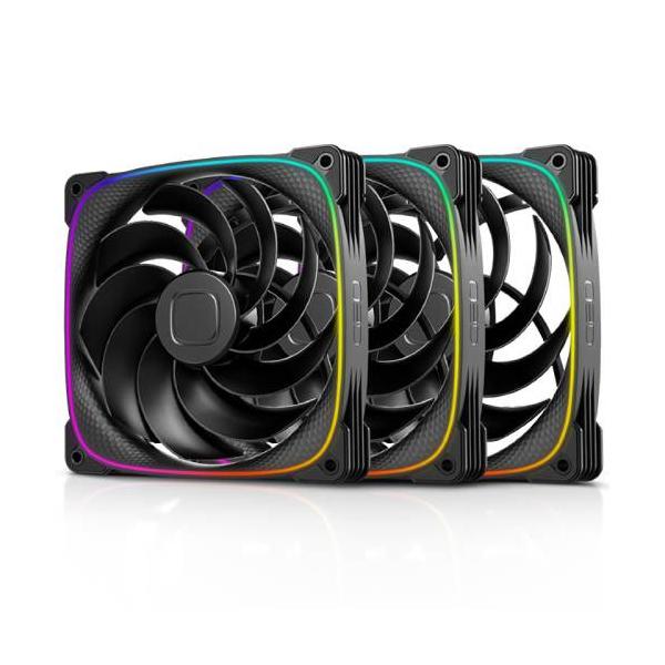 Geometric Future フレームに特許技術「ドラゴンスケール」　140mm角ファン リバースブレードモデル ▼サイズ：14cm ▼（最大）ファン回転数：2100rpm ▼LED：ARGB ▼フレームカラー：ブラック系 ▼接続方式：...