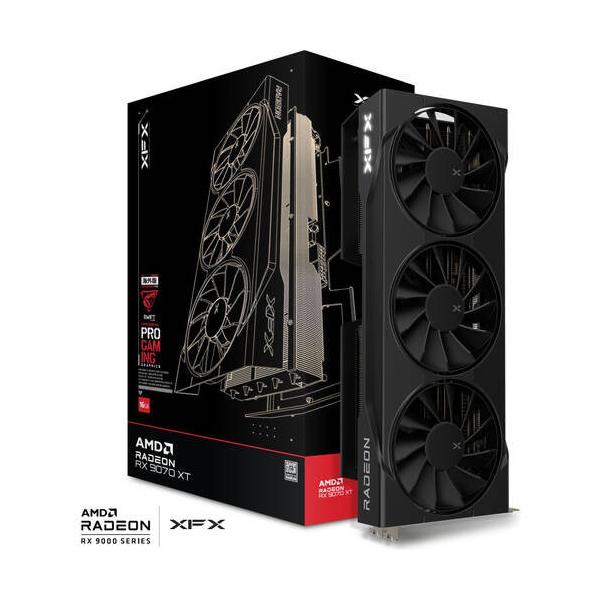 XFX エックスエフエックス Radeon RX 9070 XT搭載　グラフィックボード ▼ビデオチップ：Radeon RX 9070 XT ▼コアクロック：2970MHz ▼搭載メモリ：16GB GDDR6