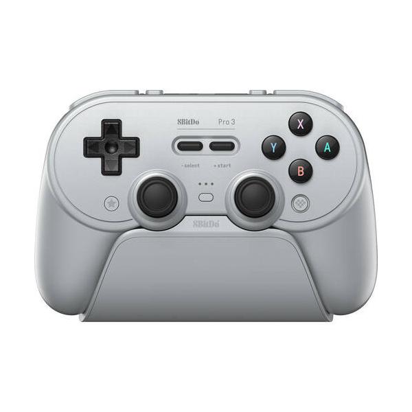8BitDo Switch2/スマホ/SteamOS対応 交換可能なABXY ボタン ゲームパッド ▼接続：USB / Bluetooth / 2.4GHz ▼幅：154mm ▼奥行：101mm ▼高さ：65mm