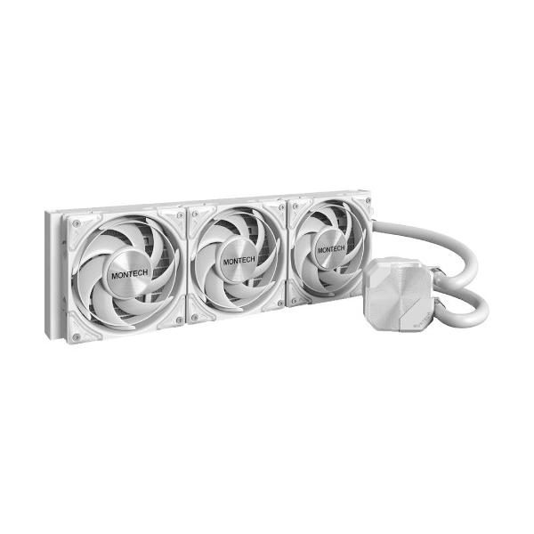 MONTECH 静音型 360mmラジエーター搭載 一体型水冷クーラー ▼対応ソケット intel：1851/1700 ▼対応ソケット AMD：AM5/AM4 ▼ファンサイズ：120mm×3 （360mm） ▼色：ホワイト ▼LED：LED非搭載
