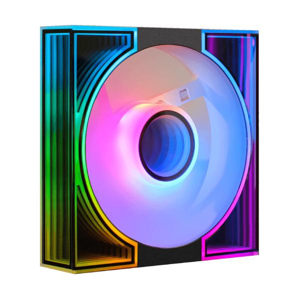 darkFlash 28mm厚　ファンブレードやブレードの中心も発光 インフィニティミラー  120mm角ファン ▼サイズ：12cm ▼（最大）ファン回転数：1600rpm ▼LED：ARGB ▼フレームカラー：ブラック系 ▼接続方式：4p...