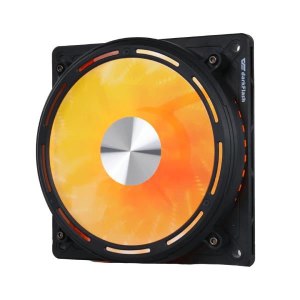 darkFlash フロント＆サイド発光 30mm厚 120mm角ファン ▼サイズ：12cm ▼（最大）ファン回転数：1900rpm ▼LED：ARGB ▼フレームカラー：ブラック系 ▼接続方式：4pin (PWMファン) ▼回転の向き：通常