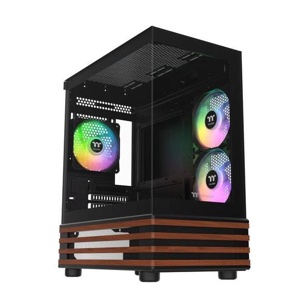 Thermaltake サーマルテイク 強化ガラスパネルと木製ラインアクセントを装備 ピラーレスデザイン ミニタワー型PCケース ▼カラー：ブラック系 ▼ピラーレス：対応 ▼サイドパネル：ガラス ▼対応マザー形式：Micro ATX 、Mi...