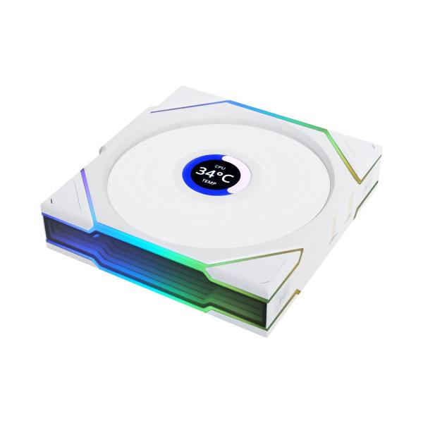 Lian Li リアンリー 1.6インチ液晶ディスプレイを搭載　ケーブルの数を最小限に抑えたワイヤレス機能 140mm角ファン ▼サイズ：14cm ▼（最大）ファン回転数：1600rpm ▼LED：ARGB ▼フレームカラー：ホワイト ▼接...