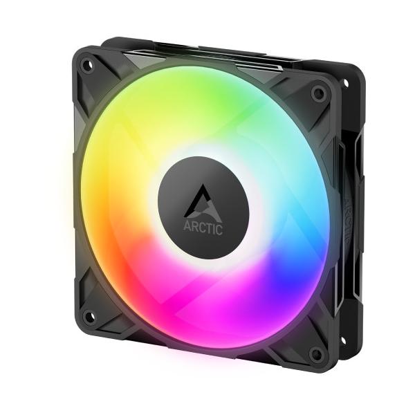 Arctic 600-3000rpm 25mm厚 120mm角ファン ▼サイズ：12cm ▼（最大）ファン回転数：3000rpm ▼LED：ARGB ▼フレームカラー：ブラック系 ▼接続方式：4pin (PWMファン)