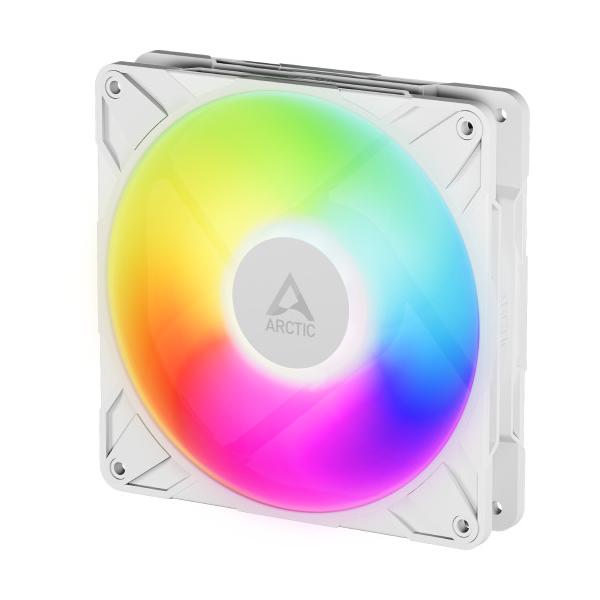 Arctic 400-2500rpm 27mm厚 140mm角ファン ▼サイズ：14cm ▼（最大）ファン回転数：2500rpm ▼LED：ARGB ▼フレームカラー：ホワイト ▼接続方式：4pin (PWMファン)