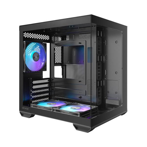 Okinos 最大95mm幅の裏配線スペース　Micro ATX対応 ピラーレス PCケース ▼カラー：ブラック系 ▼ピラーレス：対応 ▼サイドパネル：ガラス ▼対応マザー形式：Micro ATX 、Mini-ITX ▼重量：4.5kg ▼...