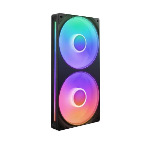 NZXT エヌズィーエックスティー 2400rpm 240mm(120mmx2)ファン ▼サイズ：24cm（12cmｘ2） ▼（最大）ファン回転数：2400rpm ▼LED：ARGB ▼フレームカラー：ブラック系
