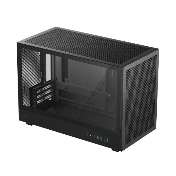 DEEPCOOL 強化ガラスパネル+高エアフローメッシュ　MicroATX対応 PCケース ▼カラー：ブラック系 ▼サイドパネル：ガラス ▼背面コネクタ：対応 ▼対応マザー形式：Micro ATX 、Mini-ITX ▼重量：5.3kg ▼...