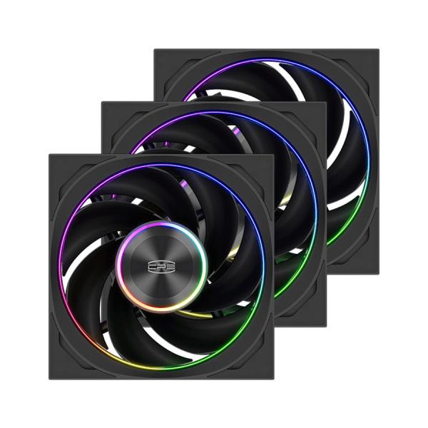 CPS 28mm厚 ワイヤレス対応 3つのモードを備えたスピードコントロール 120mm角ファン リバースモデル 3個パック ▼サイズ：12cm ▼（最大）ファン回転数：3000rpm ▼LED：ARGB ▼フレームカラー：ブラック系 ▼接...