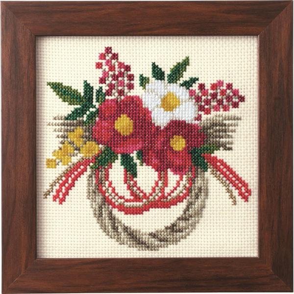 刺しゅうキット 季節を彩るフラワーアレンジメント January 椿のお正月飾り 刺繍キット 刺しゅうキット キット 母の日 プレゼント