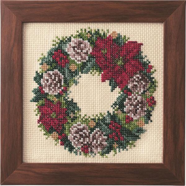 コスモ 刺しゅうキット 季節を彩るフラワーアレンジメント ポインセチアのリース 刺繍キット 刺しゅうキット 母の日 プレゼント